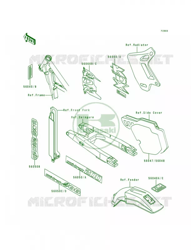 LabelKDX200-E4E5 Kawasaki MOTOS 200 1994 KDX200  KDX200-E6