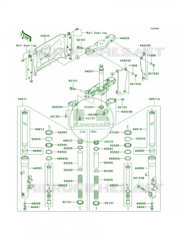 Front ForkD7FD7FAD8FD8FA Kawasaki MOTOS 1600 2007 Vulcan 1600 Nomad  VN1600D7FA