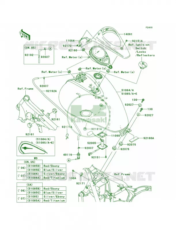 Fuel TankD6FD7F Kawasaki MOTOS 900 2007 Vulcan 900 Classic LT  VN900D7F