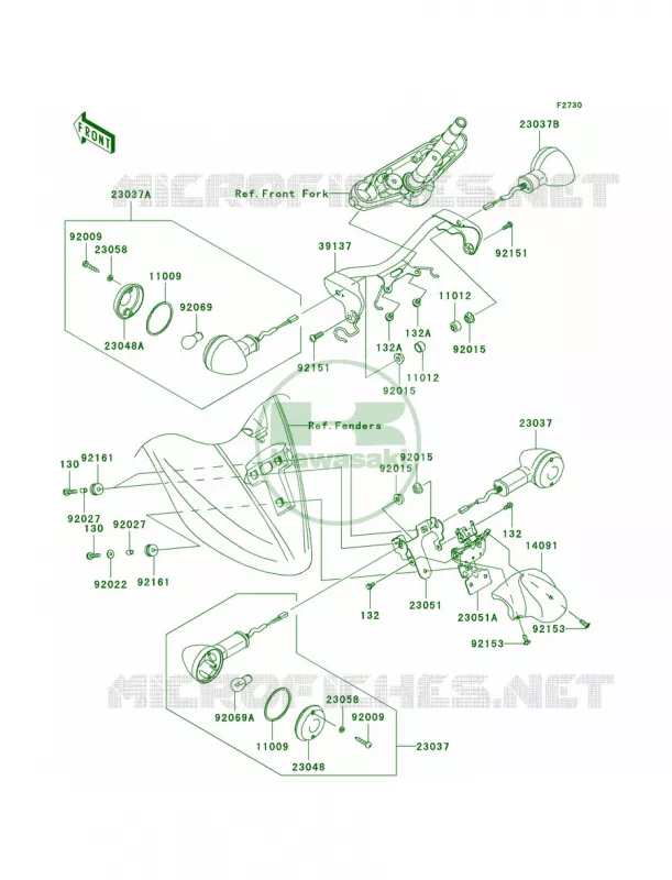 Turn Signals-JKAVN2D1 7A011496 Kawasaki MOTOS 900 2007 Vulcan 900 Classic LT  VN900D7F
