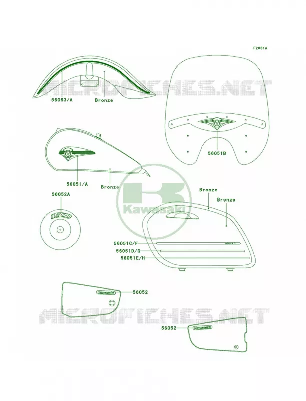 DecalsBronze Kawasaki MOTOS 1500 2004 Vulcan 1500 Nomad Fi  VN1500-L5