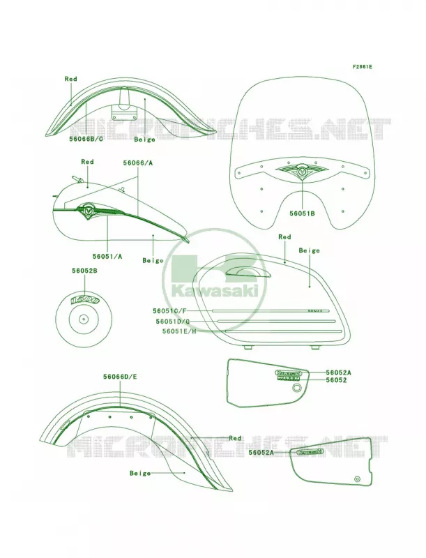 DecalsRedBeigeVN1500-L4 Kawasaki MOTOS 1500 2003 Vulcan 1500 Nomad Fi  VN1500-L4
