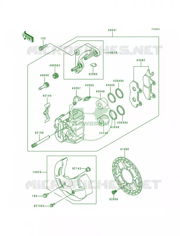 Front CaliperKDX200-E5E6 Kawasaki MOTOS 200 1993 KDX200  KDX200-E5