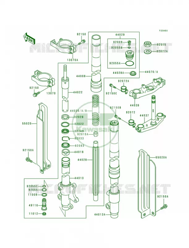 Front ForkKDX200-E5E6 Kawasaki MOTOS 200 1993 KDX200  KDX200-E5