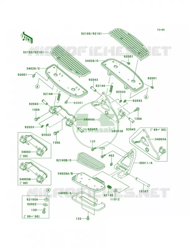 Footrests Kawasaki MOTOS 1500 2000 Vulcan 1500 Nomad  VN1500-G2A