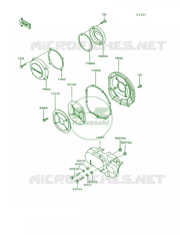 Engine Covers Kawasaki MOTOS 1200 1994 Voyager XII  ZG1200-B8