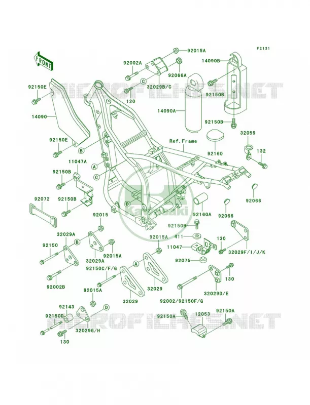 Frame Fittings Kawasaki MOTOS 650 1993 KLX650   KLX650-C1