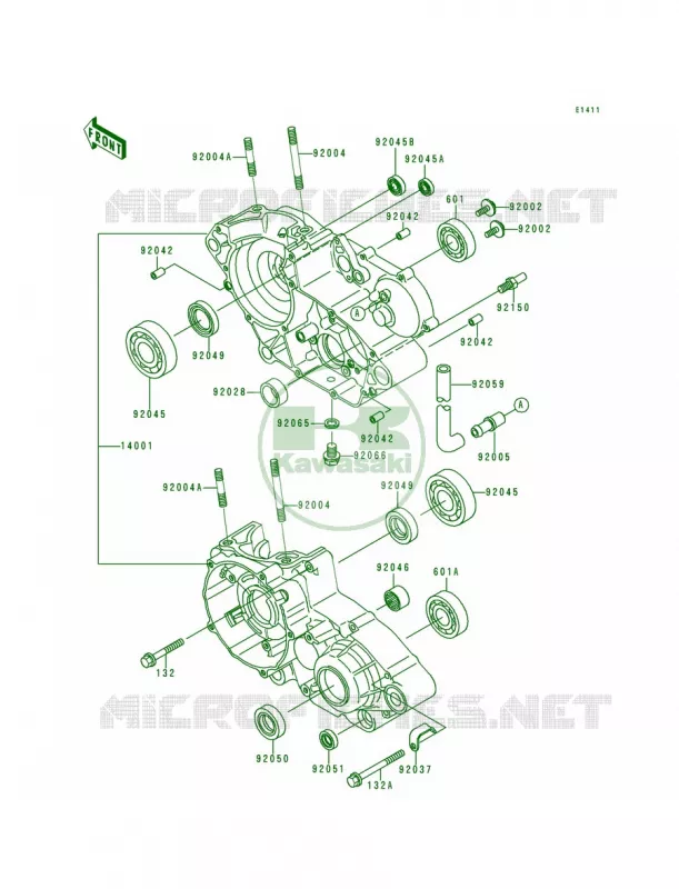 Crankcase Kawasaki MOTOS 200 1992 KDX200  KDX200-E4
