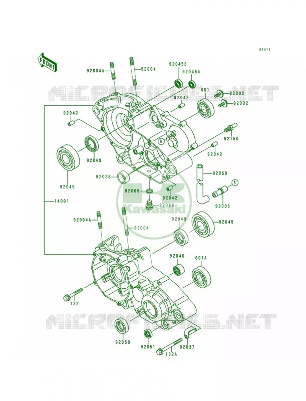 Crankcase Kawasaki MOTOS 200 1992 KDX200  KDX200-E4