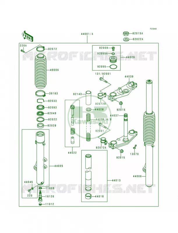Front ForkKDX200-E4 Kawasaki MOTOS 200 1992 KDX200  KDX200-E4
