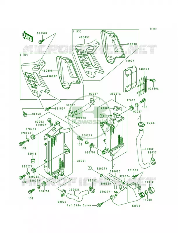 RadiatorKDX200-E4E5 Kawasaki MOTOS 200 1992 KDX200  KDX200-E4