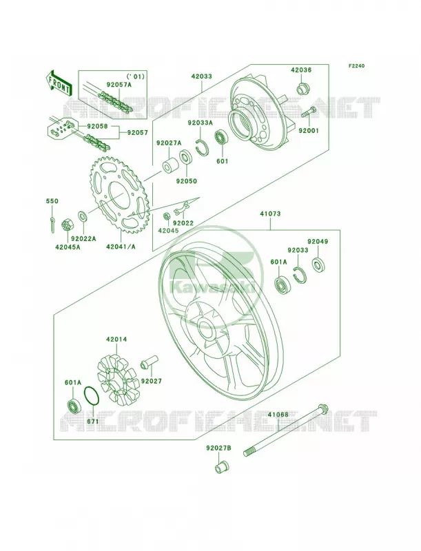 Rear WheelChain Kawasaki MOTOS 1000 2003 Police 1000  KZ1000-P22