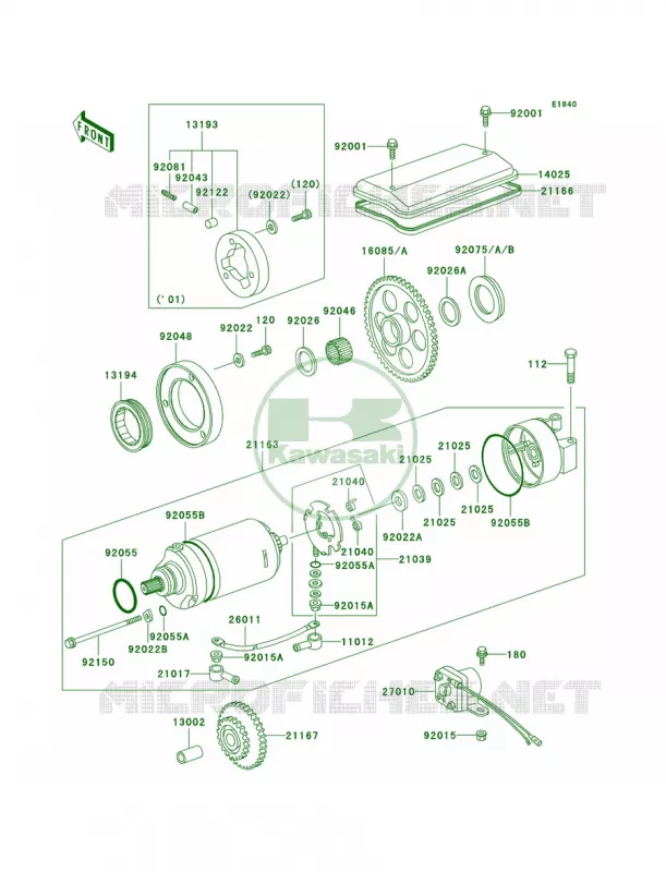 Starter Motor Kawasaki MOTOS 1000 2001 Police 1000  KZ1000-P20