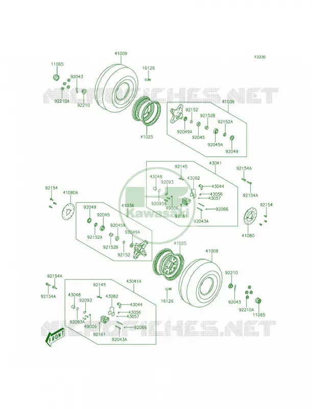 Front Hub Kawasaki QUAD 300 2014 Brute Force 300  KVF300CEF