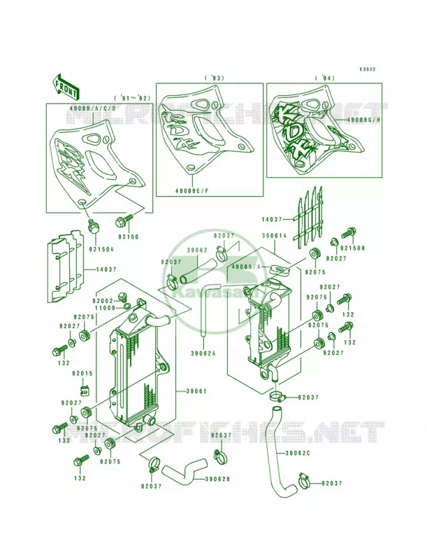 Radiator Kawasaki MOTOS 250 1991 KDX250  KDX250-D1