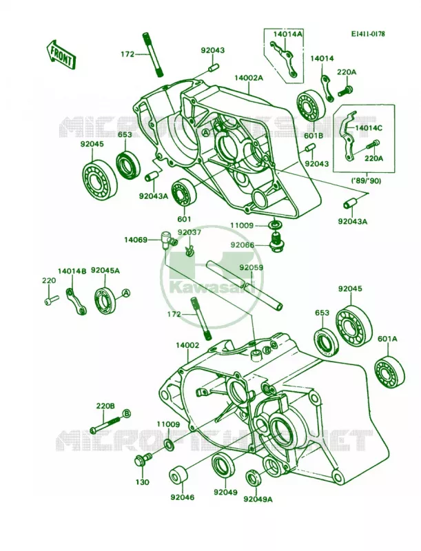 Crankcase Kawasaki MOTOS 80 1990 KD80  KD80-N3