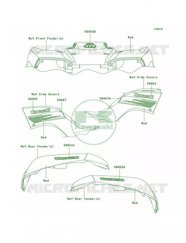 DecalsRedD7F Kawasaki QUAD 650 2010 Brute Force 650 4x4  KVF650DAF