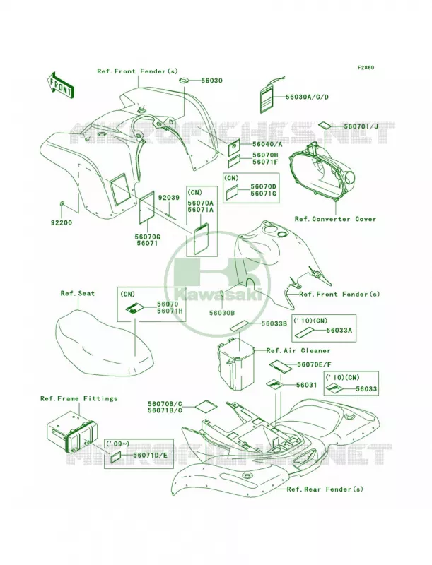 Labels Kawasaki QUAD 360 2010 Prairie 360 4X4 Realtree APG HD  KVF360CAF