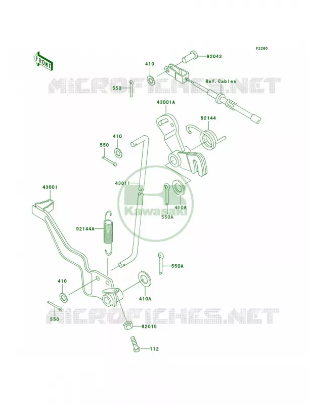 Brake Pedal Kawasaki QUAD 250 2009 Bayou 250  KLF250A9F