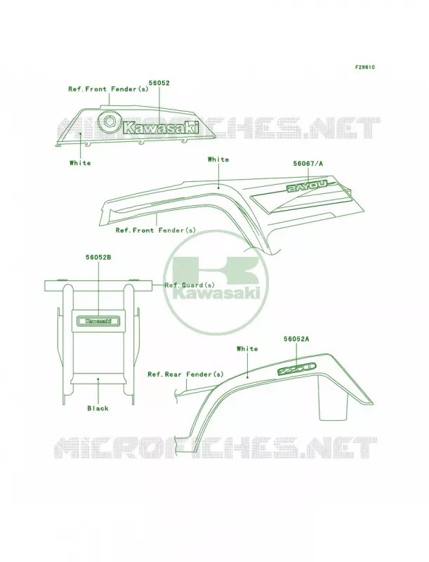 DecalsWhiteA7F Kawasaki QUAD 250 2009 Bayou 250  KLF250A9F
