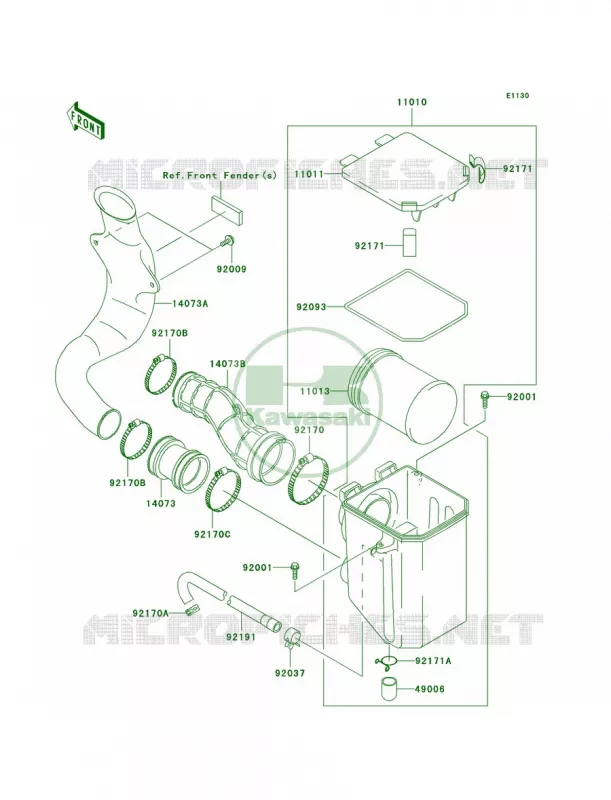 Air Cleaner Kawasaki QUAD 360 2009 Prairie 360 4X4  KVF360A9F