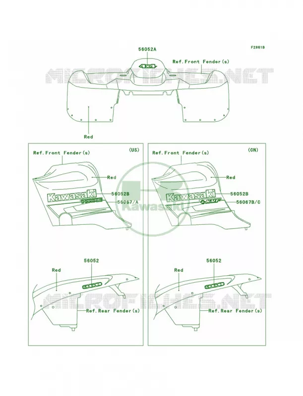DecalsRedA7F Kawasaki QUAD 360 2009 Prairie 360 4X4  KVF360A9F