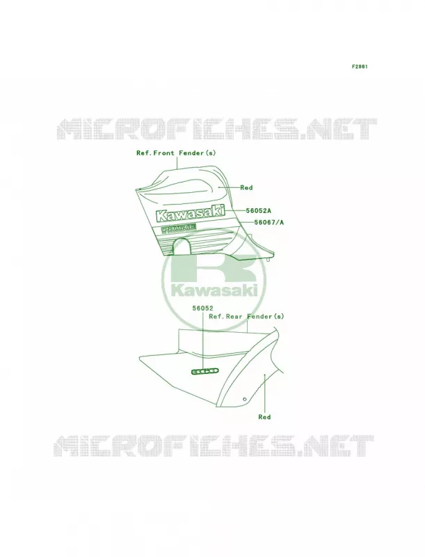 DecalsRedB6F Kawasaki QUAD 360 2009 Prairie 360  KVF360B9F
