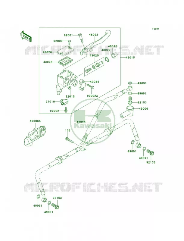 Front Master Cylinder Kawasaki QUAD 360 2009 Prairie 360  KVF360B9F