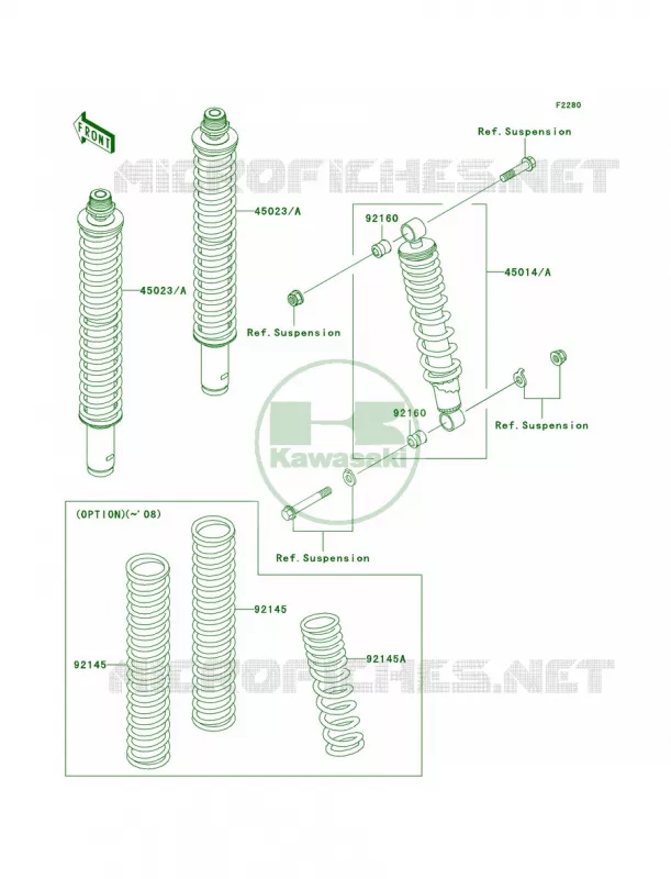 Shock Absorbers Kawasaki QUAD 360 2009 Prairie 360 4X4 Hardwoods Green HD  KVF360C9F