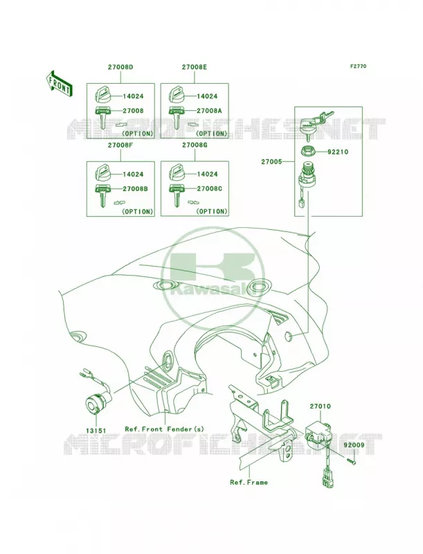 Ignition Switch Kawasaki QUAD 650 2009 Brute Force 650 4x4 Hardwoods Green HD  KVF650E9F