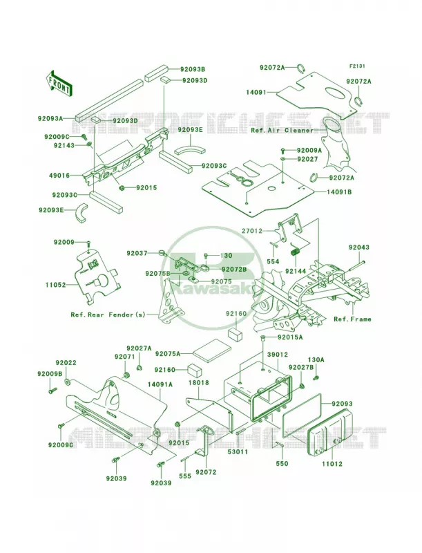 Frame Fittings Kawasaki QUAD 360 2008 Prairie 360 4X4 Hardwoods Green HD  KVF360C8F