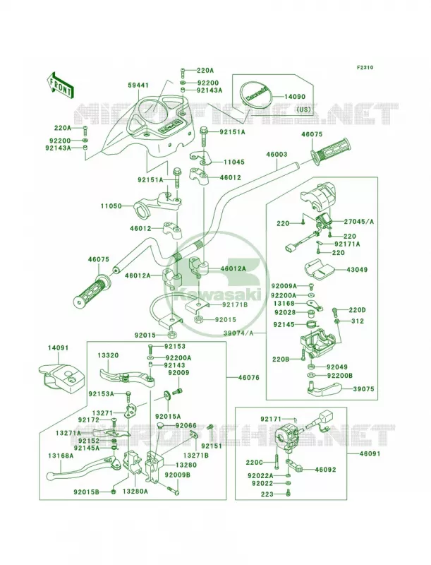 Handlebar Kawasaki QUAD 360 2007 Prairie 360 4X4  KVF360A7F