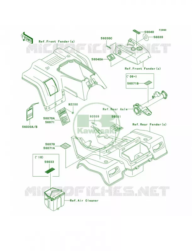 Labels Kawasaki QUAD 250 2006 Bayou 250  KLF250A6F