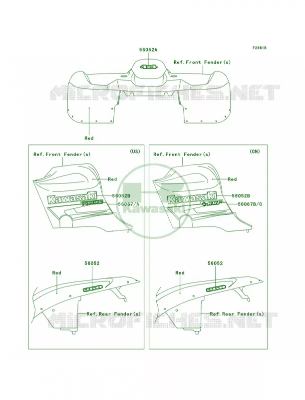 DecalsRedA7F Kawasaki QUAD 360 2006 Prairie 360 4X4  KVF360A6F