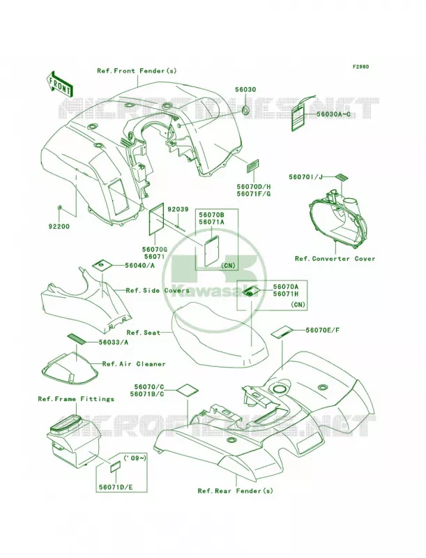 Labels Kawasaki QUAD 650 2006 Brute Force 650 4x4  KVF650D6F