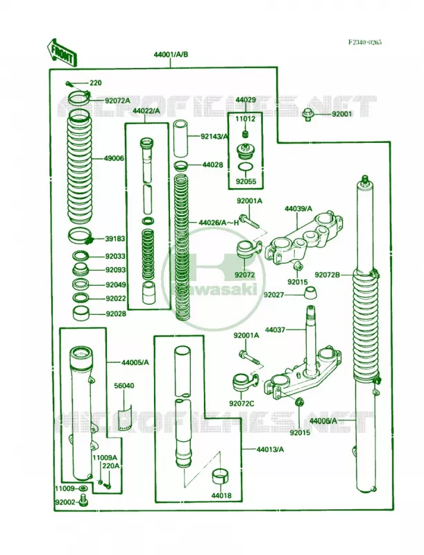 Front Fork Kawasaki MOTOS 200 1988 KDX200  KDX200-C3