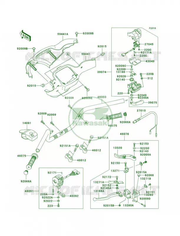 Handlebar Kawasaki QUAD 700 2006 Prairie 700 4x4 Team Green Special Edition  KVF700D6F