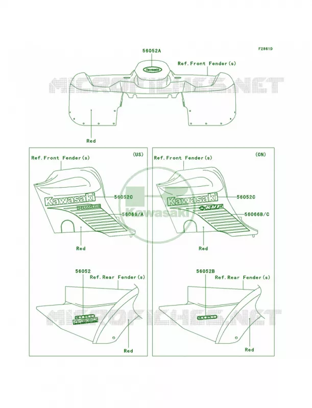 DecalsRedB3 Kawasaki QUAD 360 2005 Prairie 360  KVF360-B3