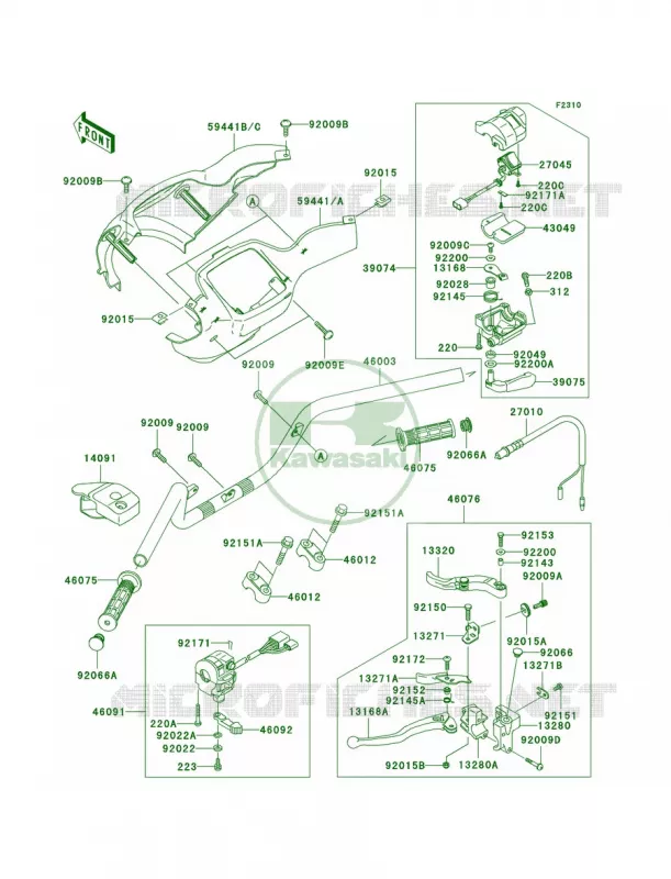 Handlebar Kawasaki QUAD 700 2005 Prairie 700 4x4  KVF700-A2