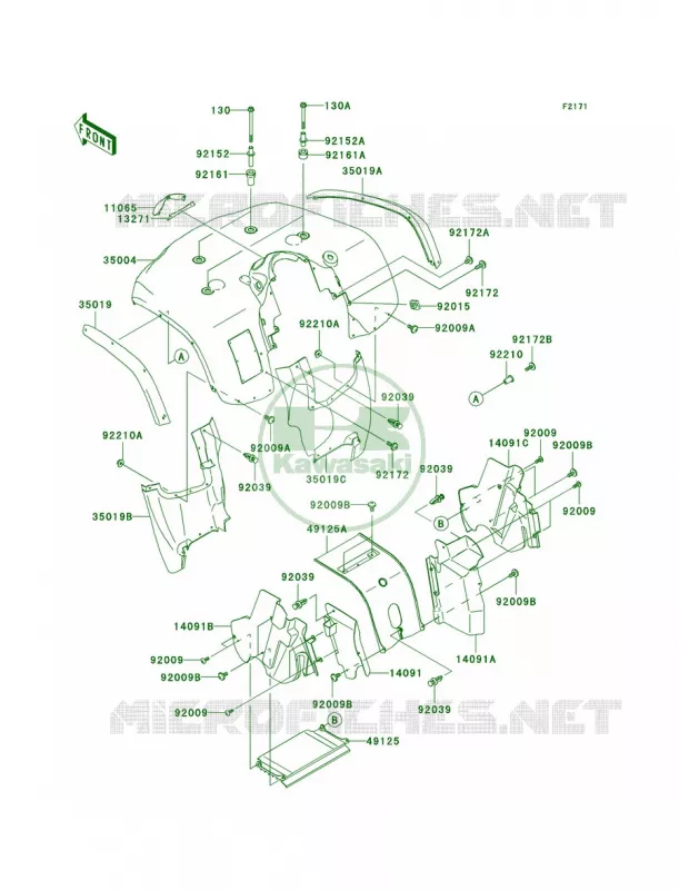 Front Fenders Kawasaki QUAD 700 2005 Prairie 700 4x4 Hardwoods Green HD  KVF700-B2