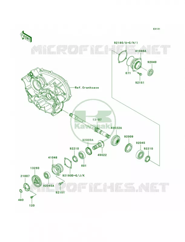 Front Bevel Gear Kawasaki QUAD 700 2005 Prairie 700 4x4 Team Green Special Edition  KVF700-D1
