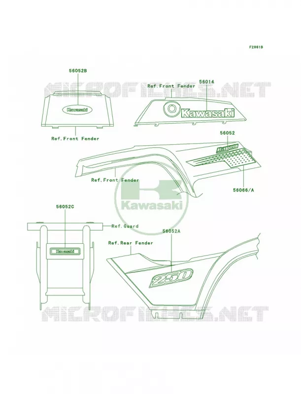 DecalsRedKLF250-A2 Kawasaki QUAD 250 2004 Bayou 250  KLF250-A2