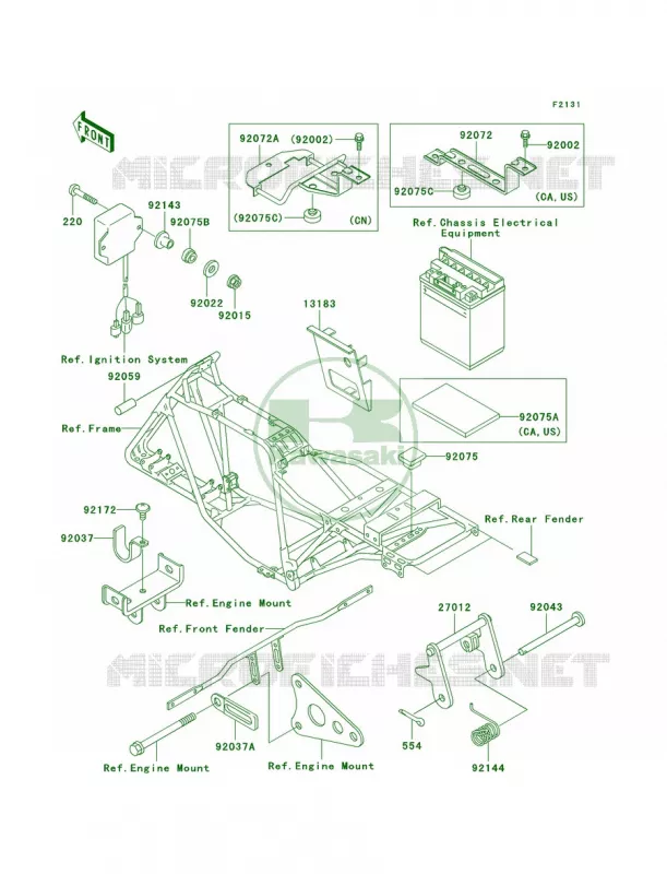 Frame Fittings Kawasaki QUAD 250 2004 Bayou 250  KLF250-A2