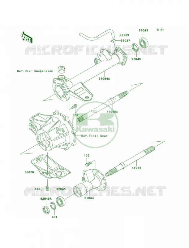 Rear Axle Kawasaki QUAD 250 2004 Bayou 250  KLF250-A2