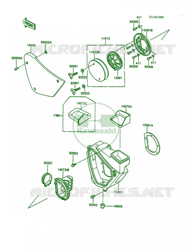 Air Cleaner Kawasaki MOTOS 200 1987 KDX200  KDX200-C2