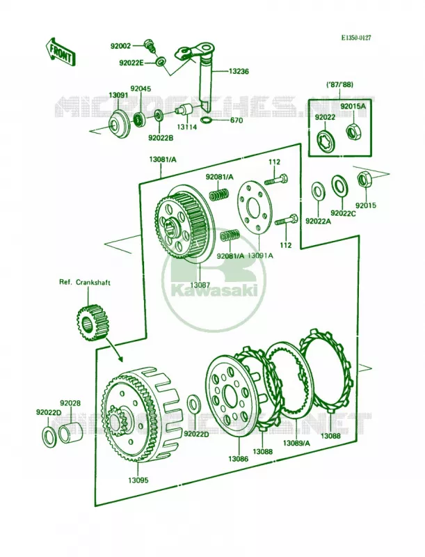 Clutch Kawasaki MOTOS 200 1987 KDX200  KDX200-C2