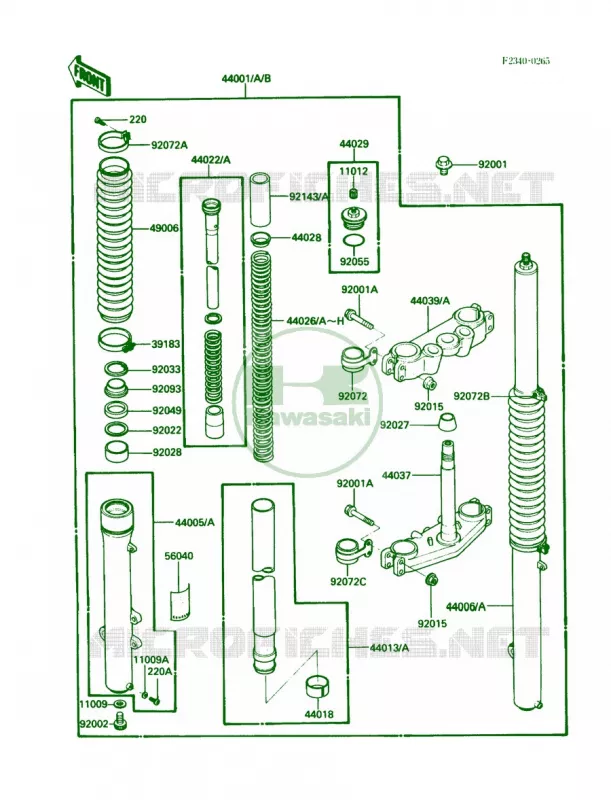 Front Fork Kawasaki MOTOS 200 1987 KDX200  KDX200-C2