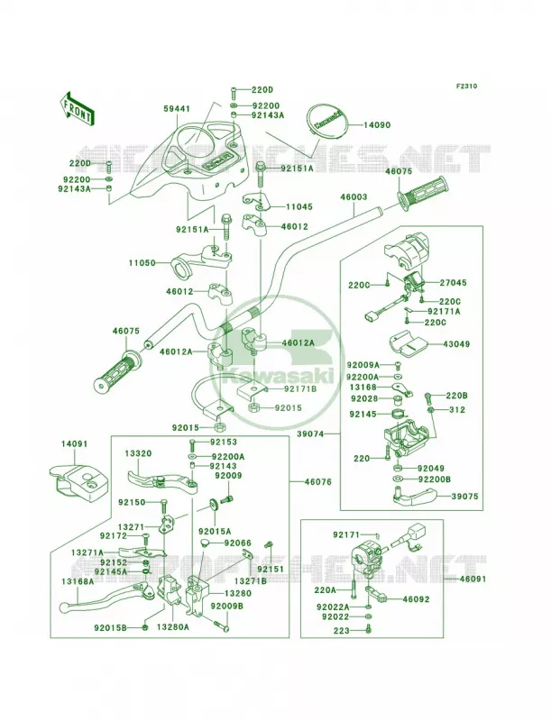 Handlebar Kawasaki QUAD 360 2004 Prairie 360 4X4  KVF360-A2
