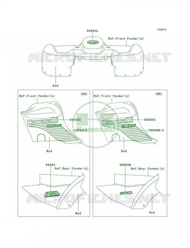 DecalsRedB3 Kawasaki QUAD 360 2004 Prairie 360  KVF360-B2
