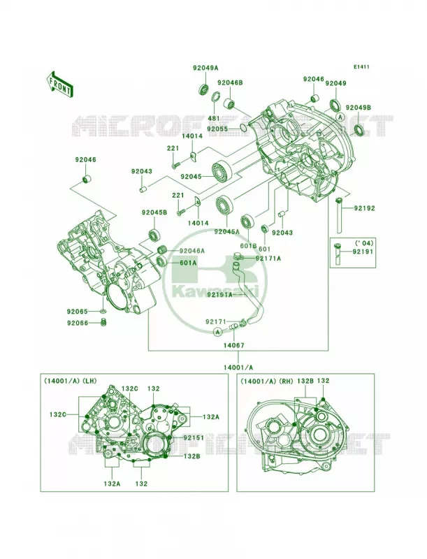 Crankcase Kawasaki QUAD 700 2004 Prairie 700 4x4  KVF700-A1